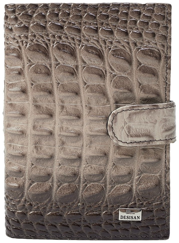 Бежевая женская обложка из натуральной кожи с фактурой под крокодила для паспорта и автодокументов Desisan 81193 modnotak фото №1