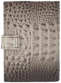 Бежевая женская обложка из натуральной кожи с фактурой под крокодила для паспорта и автодокументов Desisan 81193