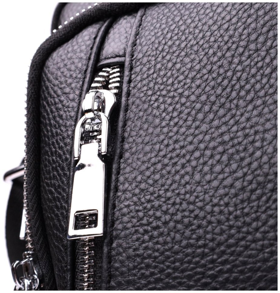 Повсякденна сумка на плечі з ручкою і плечовим ременем з натуральної шкіри чорного кольору для чоловіків Vintage Style 91293 modnotak фото №6