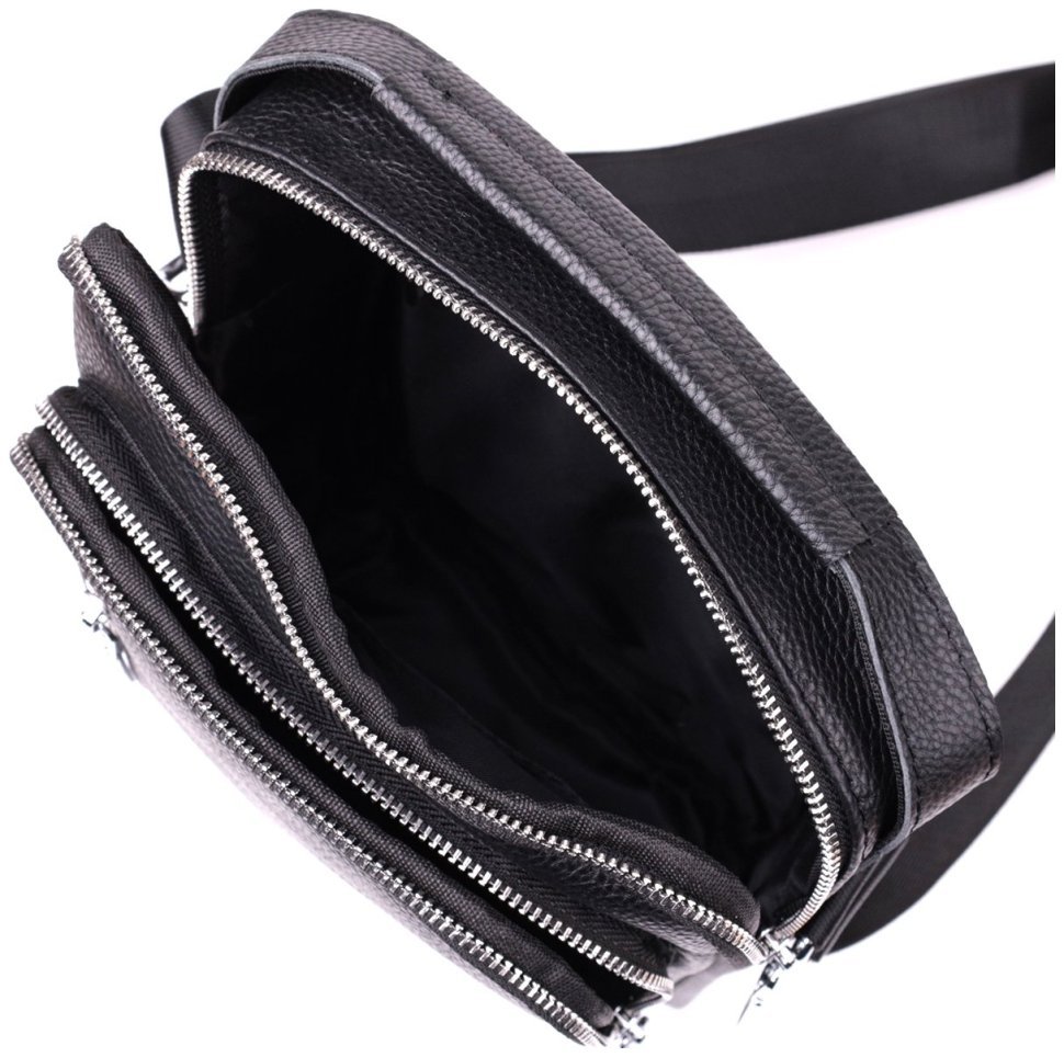 Повсякденна сумка на плечі з ручкою і плечовим ременем з натуральної шкіри чорного кольору для чоловіків Vintage Style 91293 modnotak фото №7