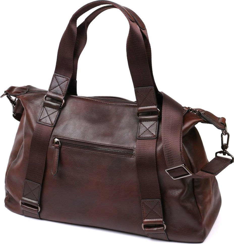 Стильна дорожня сумка з натуральної шкіри коричневого кольору Vintage (20486)