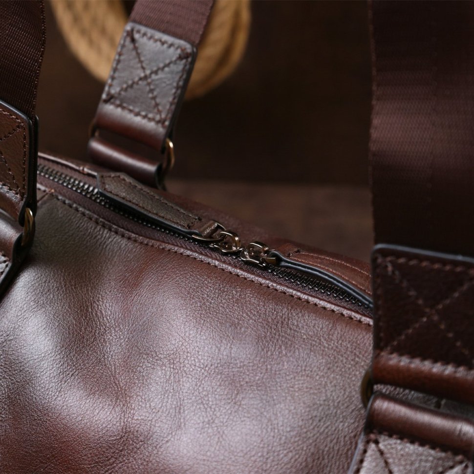 Стильная дорожная сумка из натуральной кожи коричневого цвета Vintage (20486)