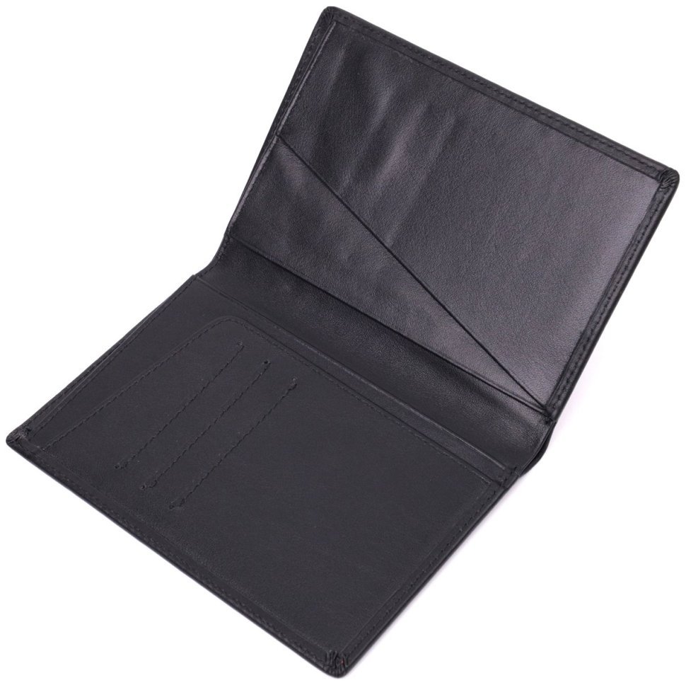 Мужское портмоне из натуральной кожи черного цвета без застежки Vintage Style 91393 фото №3 Мужское портмоне из натуральной кожи черного цвета без застежки Vintage Style 91393 modnotak фото №3