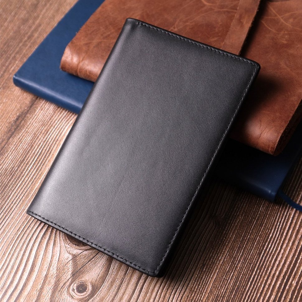 Мужское портмоне из натуральной кожи черного цвета без застежки Vintage Style 91393 фото №7 Мужское портмоне из натуральной кожи черного цвета без застежки Vintage Style 91393 modnotak фото №7