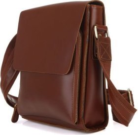 Коричнева сумка-планшет з натуральної шкіри з ремінцем на плече VINTAGE STYLE (14124)