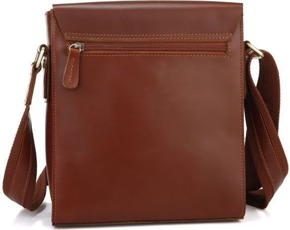 Коричнева сумка-планшет з натуральної шкіри з ремінцем на плече VINTAGE STYLE (14124)