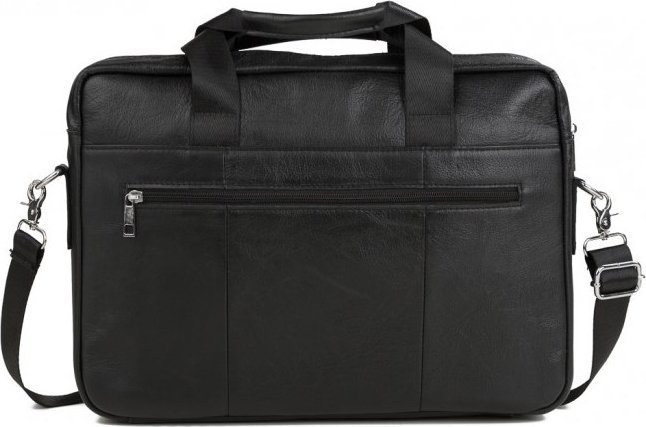 Класична сумка під ноутбук з натуральної шкіри чорного кольору VINTAGE STYLE (14627)