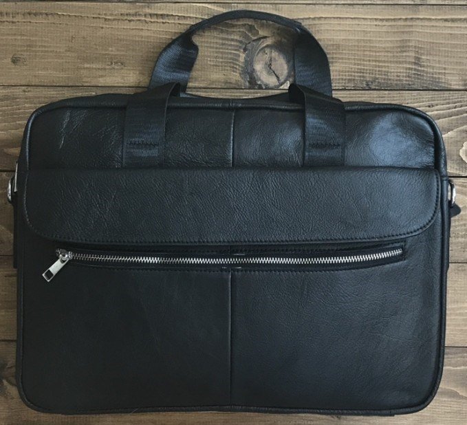 Классическая сумка под ноутбук из натуральной кожи черного цвета VINTAGE STYLE (14627)