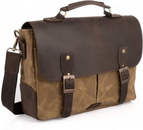 Мужская сумка-портфель из водостойкой ткани с кожаным клапаном TARWA (19647)