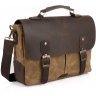 Мужская сумка-портфель из водостойкой ткани с кожаным клапаном TARWA (19647) - 1