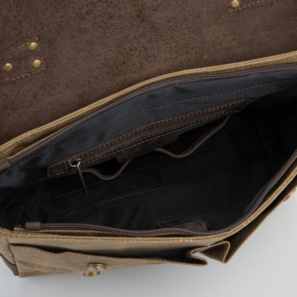 Мужская сумка-портфель из водостойкой ткани с кожаным клапаном TARWA (19647)