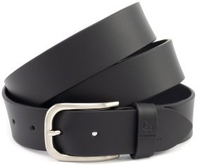 Чоловічий ремень з натуральної шкіри батал довжиною до 145 см Grande Pelle 41105 чорний