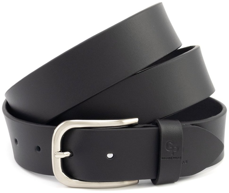 Ремень мужской из натуральной кожи батал длиной до 135 см  Grande Pelle 41105 черный modnotak фото №1
