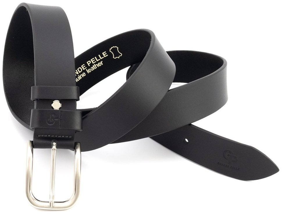 Ремень мужской из натуральной кожи батал длиной до 135 см  Grande Pelle 41105 черный modnotak фото №4