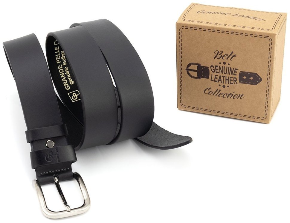 Ремень мужской из натуральной кожи батал длиной до 135 см  Grande Pelle 41105 черный modnotak фото №5