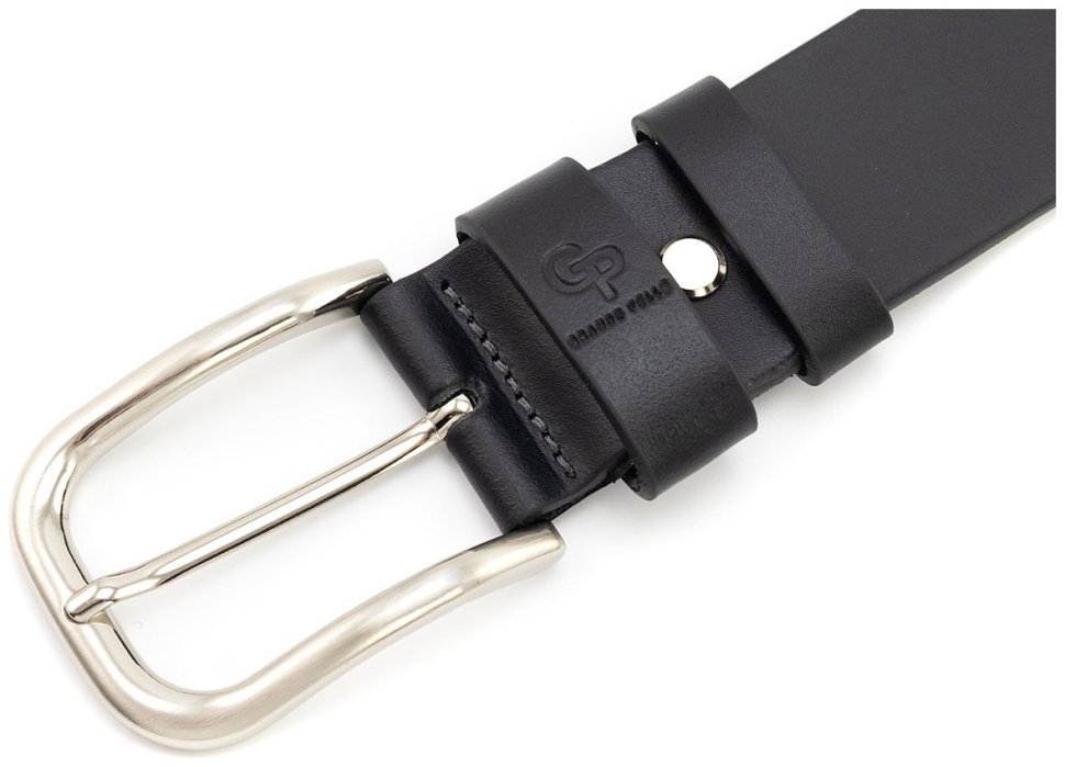 Ремень мужской из натуральной кожи батал длиной до 135 см  Grande Pelle 41105 черный modnotak фото №2