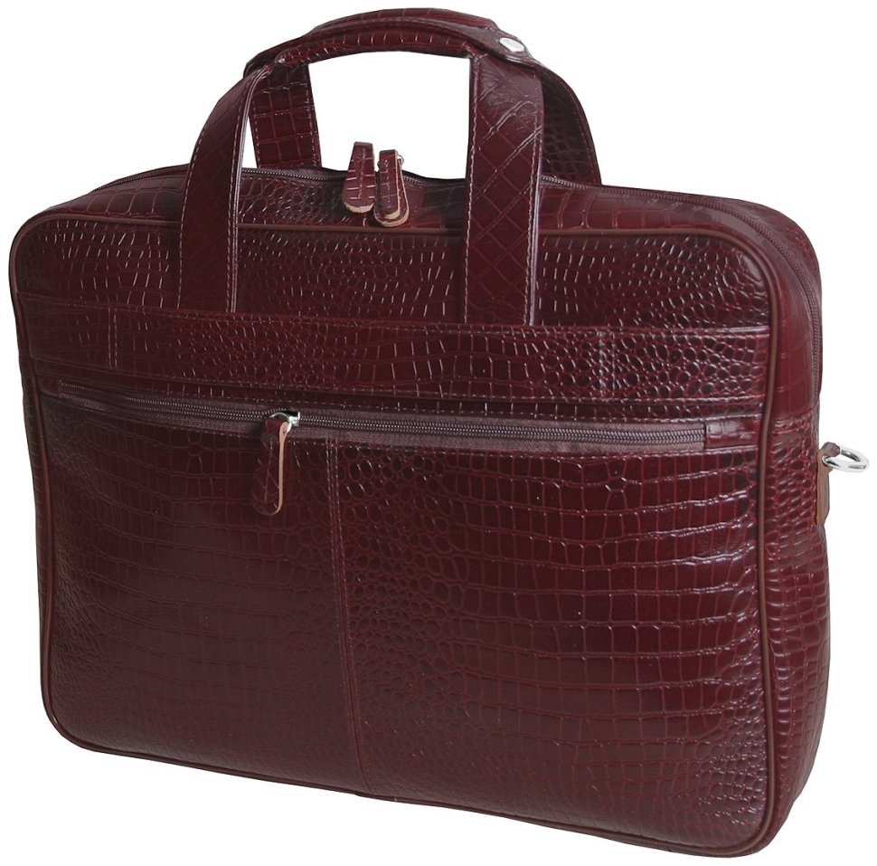 Сумка для ноутбука 15.6″ из коричневой кожи под рептилию Vip Collection 102393 modnotak фото №2