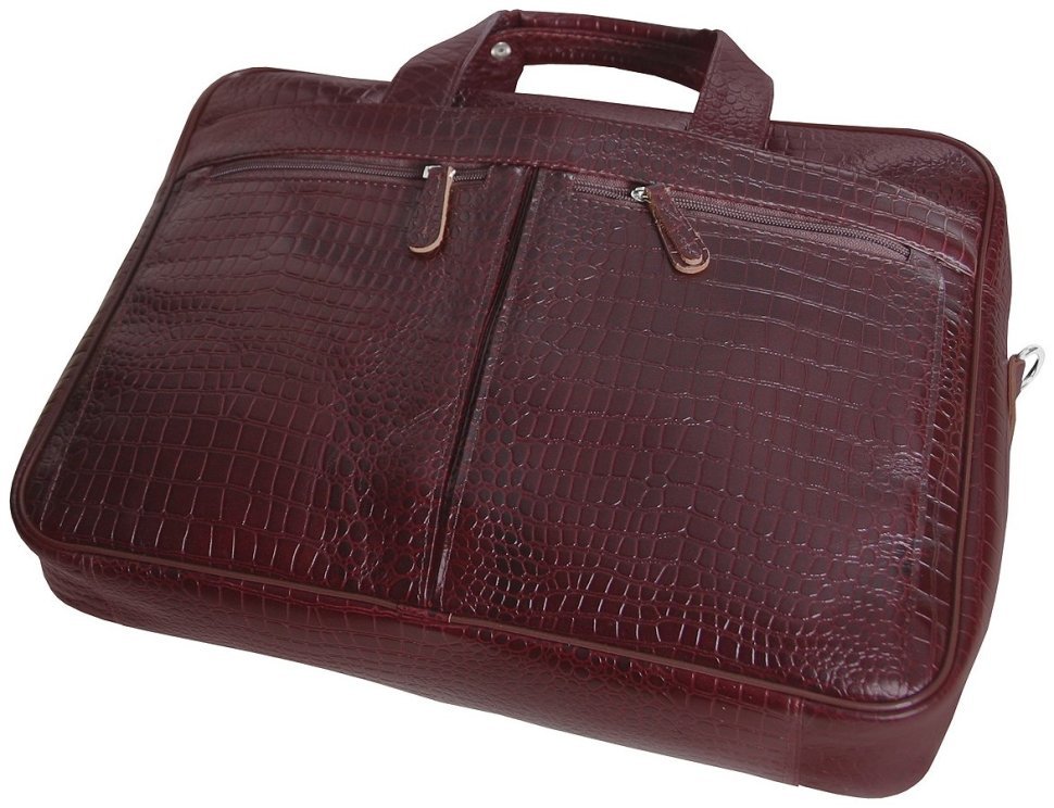 Сумка для ноутбука 15.6″ из коричневой кожи под рептилию Vip Collection 102393 modnotak фото №3