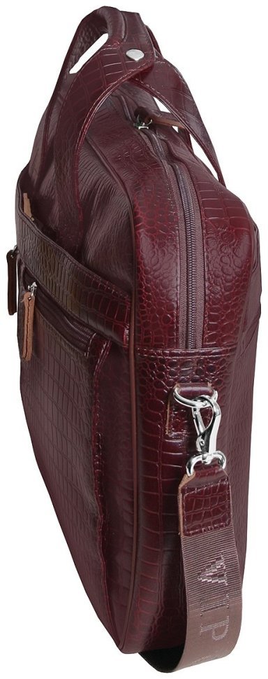 Сумка для ноутбука 15.6″ из коричневой кожи под рептилию Vip Collection 102393 modnotak фото №4