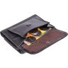 Чорний гаманець потрійного складання з натуральної шкіри на кнопці Vintage (14467) - 8