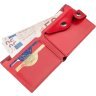 Красный женский кошелек из натуральной кожи с хлястиком на кнопке SHVIGEL (2416210) - 3