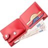 Красный женский кошелек из натуральной кожи с хлястиком на кнопке SHVIGEL (2416210) - 4