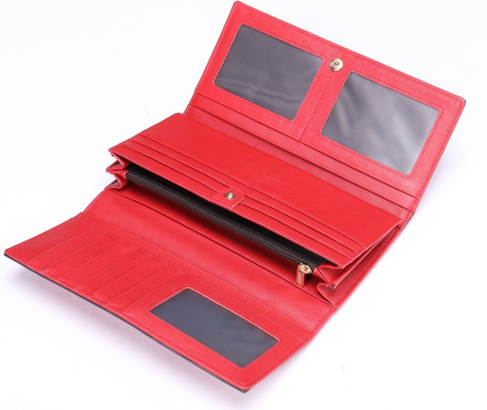 Червоний жіночий вертикальний гаманець з натуральної шкіри Vintage (20356)