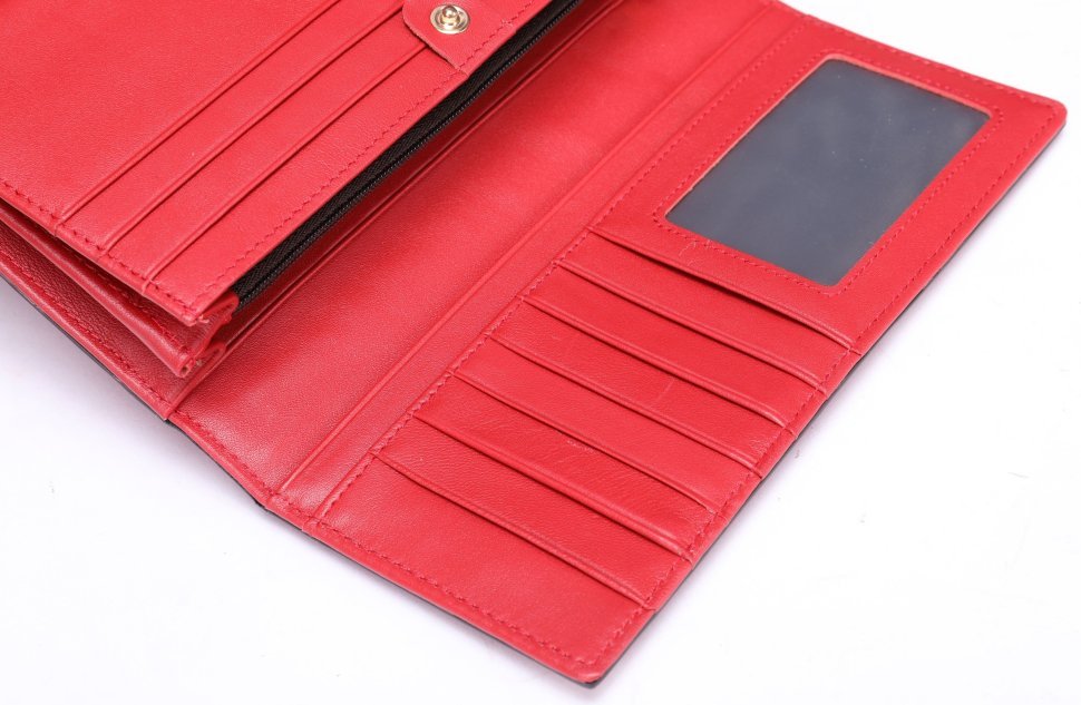 Червоний жіночий вертикальний гаманець з натуральної шкіри Vintage (20356)