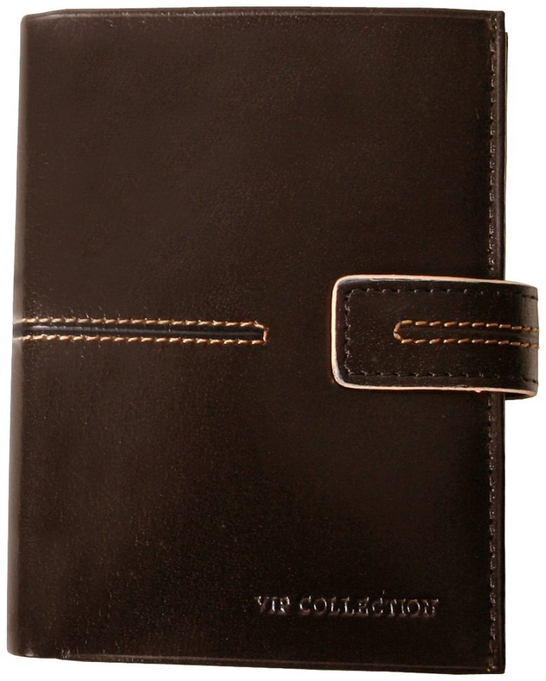 Мужское кожаное портмоне London в коричневом цвете на кнопке Vip Collection 102593 modnotak фото №1