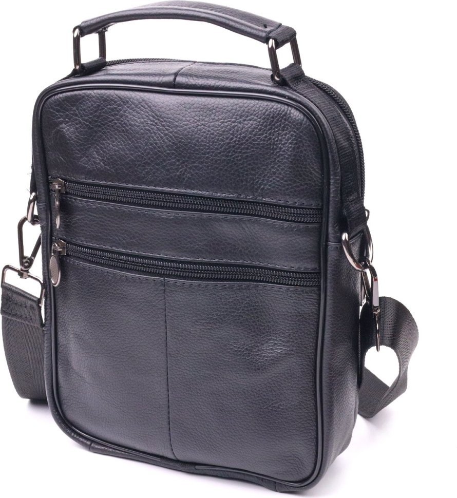 Чоловіча шкіряна сумка-барсетка в класичному чорному кольорі Vintage (2421396)
