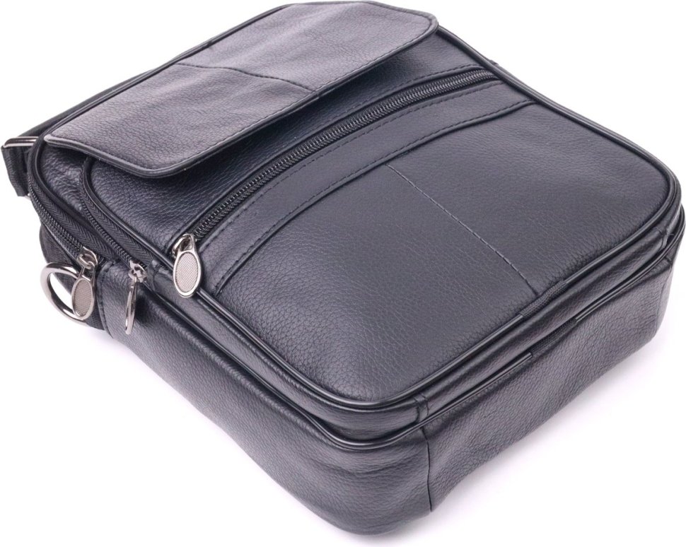 Чоловіча шкіряна сумка-барсетка в класичному чорному кольорі Vintage (2421396)