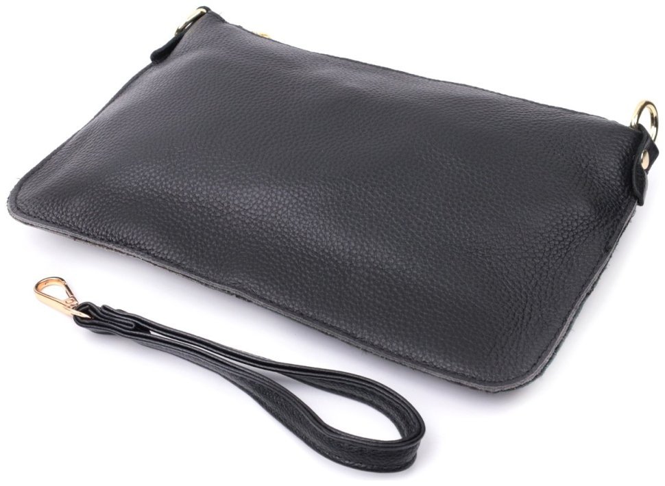 Женская сумка-клатч в универсальном черном цвете с двумя ремешками из натуральной кожи Vintage 22649 modnotak фото №5
