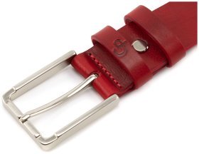 Ремень красного цвета из кожи высокого качества Grande Pelle (31253)