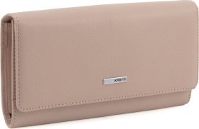 Довгий жіночий гаманець пудрового кольору з натуральної шкіри KARYA (21890)