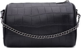 Женская кожаная сумка черного цвета с одной лямкой на плечо Keizer (21902)
