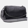 Женская кожаная сумка черного цвета с одной лямкой на плечо Keizer (21902) - 3