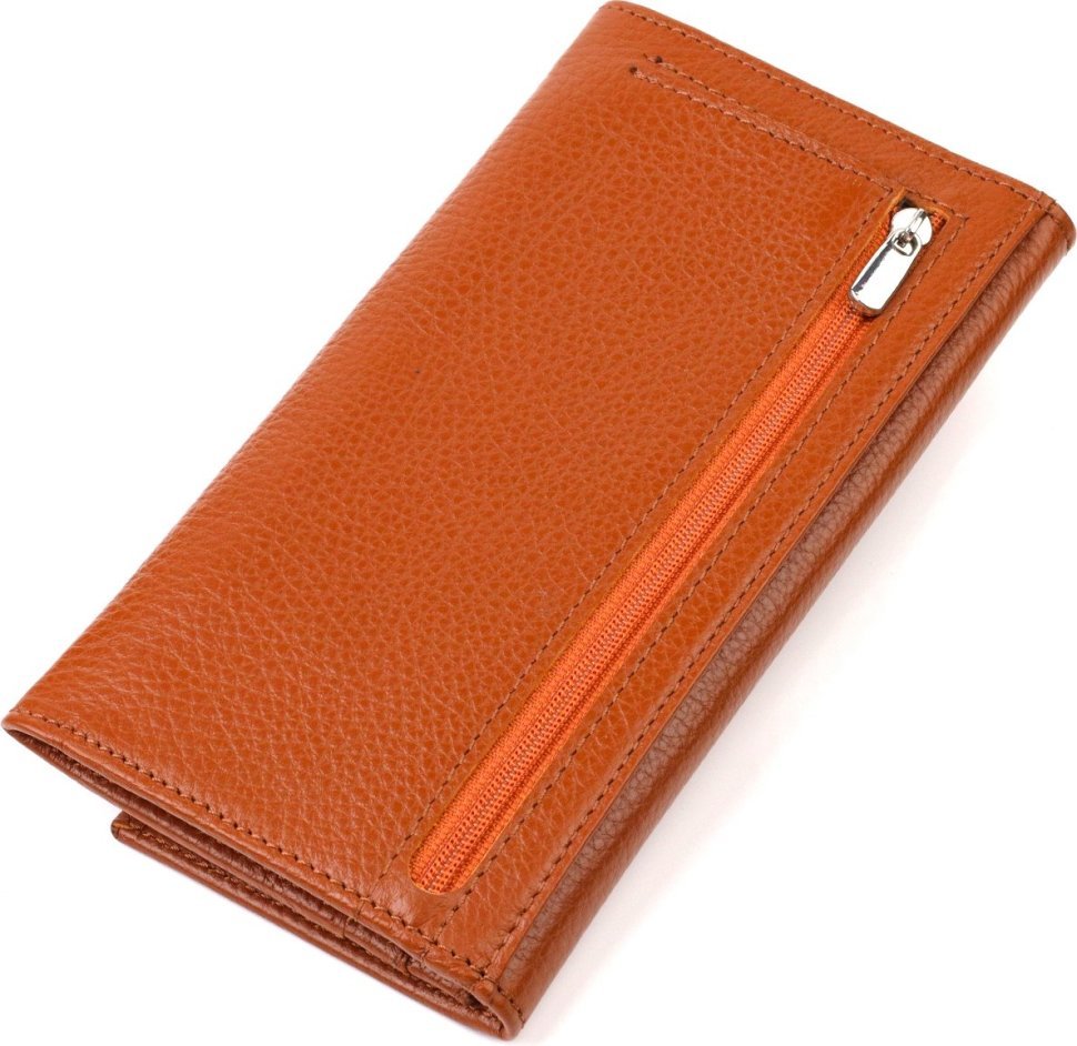 Жіночий зручний гаманець із фактурної шкіри коричневого кольору з клапаном CANPELLINI (2421829)