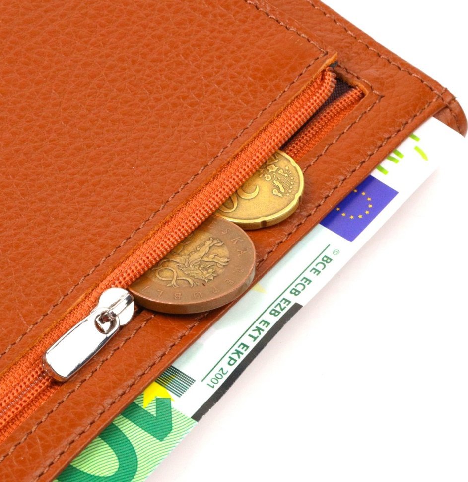 Жіночий зручний гаманець із фактурної шкіри коричневого кольору з клапаном CANPELLINI (2421829)