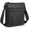 Солидная мужская кожаная сумка-планшет черного цвета с ремешком через плечо Tiding Bag (15835) - 1