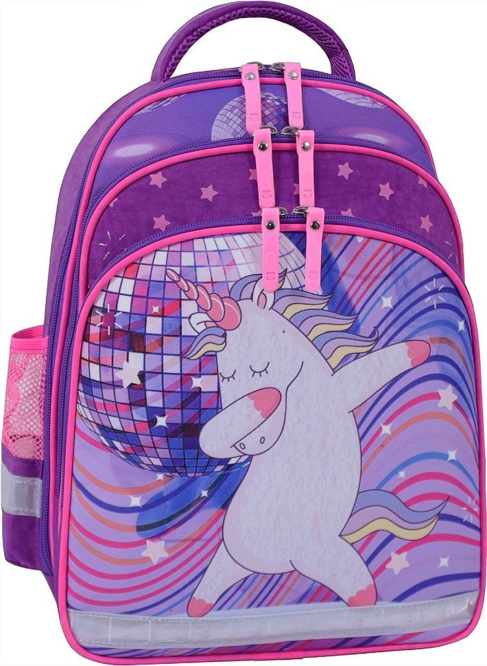 Яскравий шкільний рюкзак для дівчаток із текстилю з єдинорогом Bagland (53693)