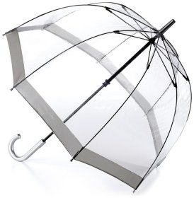 Зонт-трость женский Fulton Birdcage-1 L041 Silver (Механика, прозрачный с серыми вставками) 93793