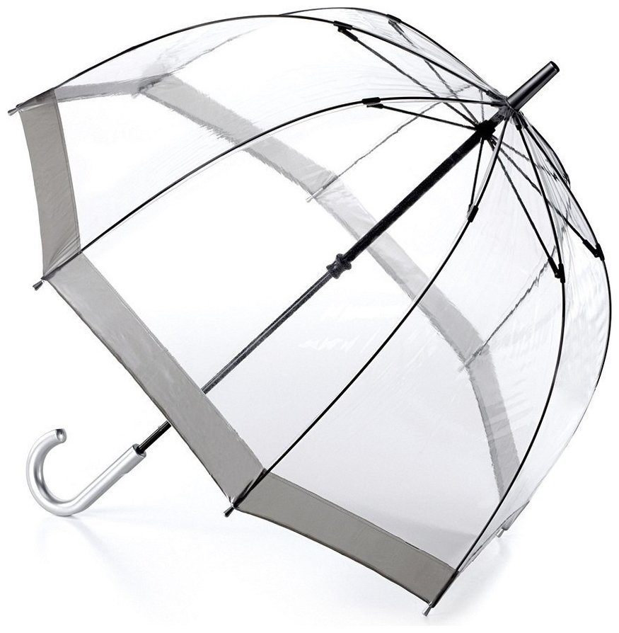 Зонт-трость женский Fulton Birdcage-1 L041 Silver (Механика, прозрачный с серыми вставками) 93793 modnotak фото №1