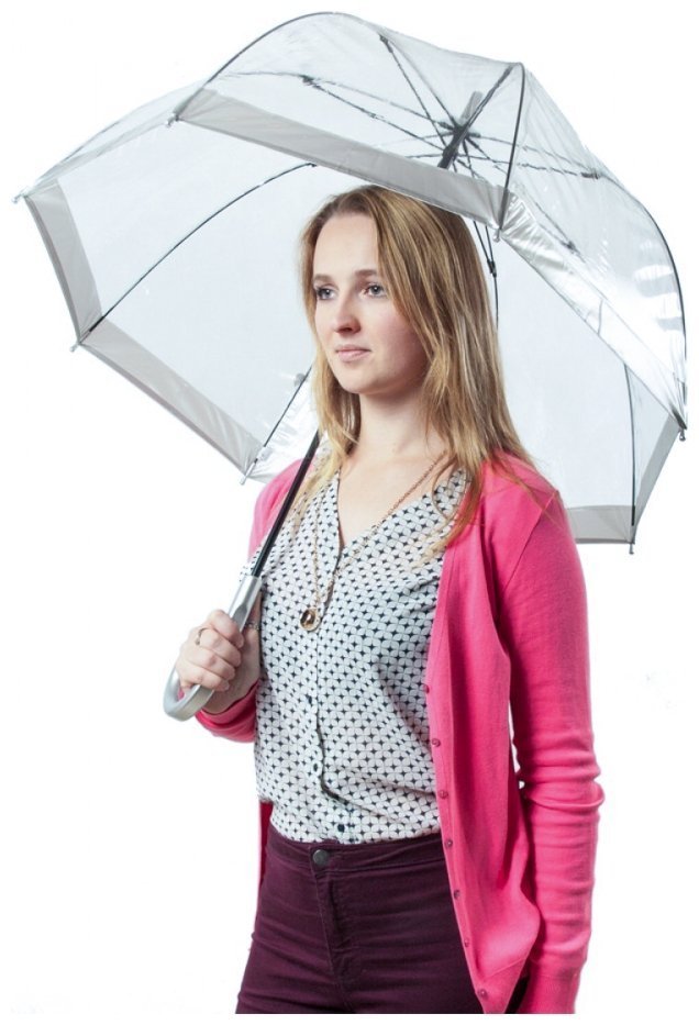 Зонт-трость женский Fulton Birdcage-1 L041 Silver (Механика, прозрачный с серыми вставками) 93793 modnotak фото №2