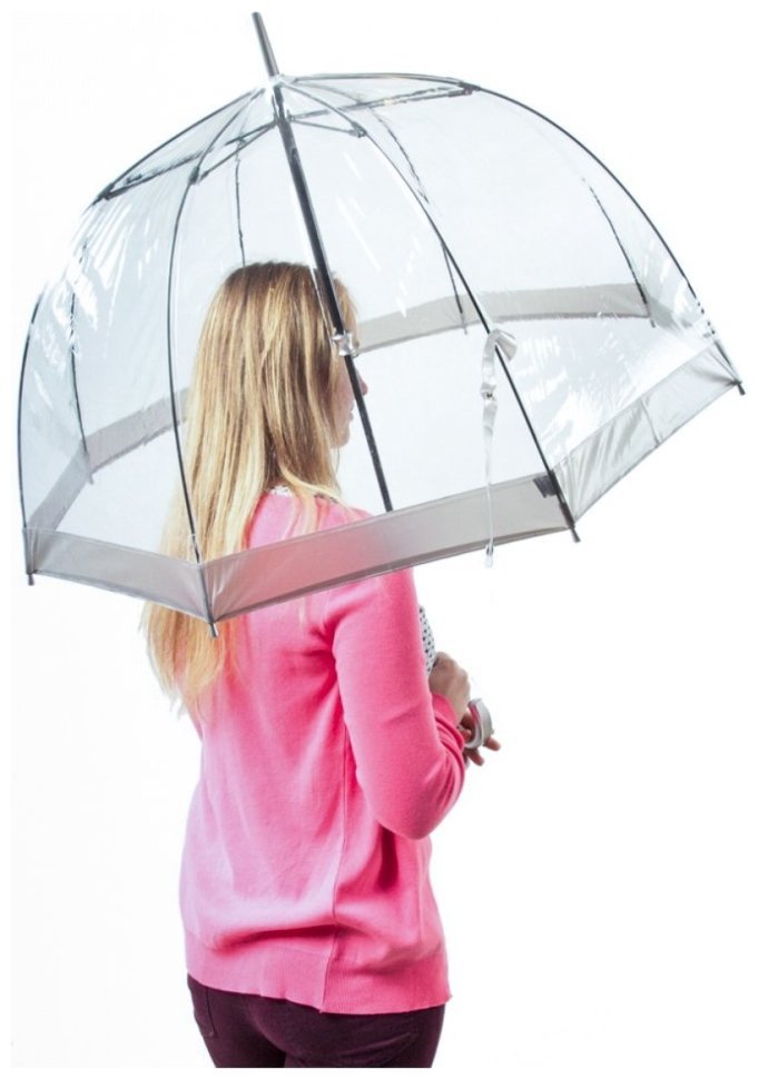 Зонт-трость женский Fulton Birdcage-1 L041 Silver (Механика, прозрачный с серыми вставками) 93793 modnotak фото №3