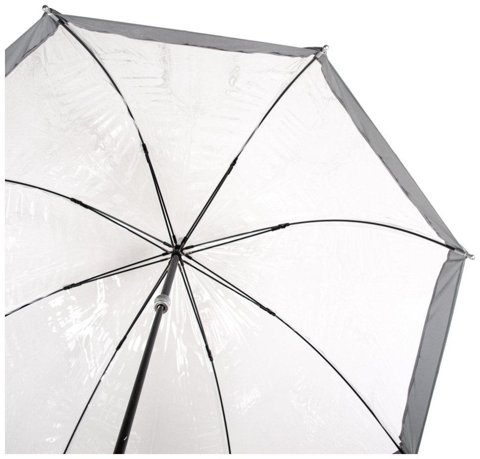 Зонт-трость женский Fulton Birdcage-1 L041 Silver (Механика, прозрачный с серыми вставками) 93793 modnotak фото №7