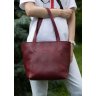 Жіноча сумка-шоппер із італійської шкіри середнього розміру у кольорі марсала Grande Pelle (19070) - 3