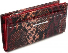 Великий шкіряний жіночий гаманець із фактурою під змію під багато карт KARYA (19999)