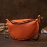 Оранжевая женская сумка из натуральной кожи с цепочкой Vintage (20408) - 6