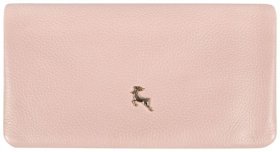 Кожаный женский кошелек на два сложения с кнопкой Ashwood J56 94193 (розового цвета)