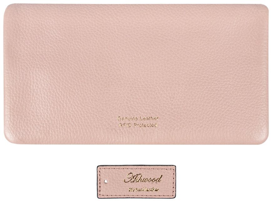Шкіряний жіночий гаманець на два складення з кнопкою Ashwood J56 94193 (рожевого кольору) modnotak фото №2